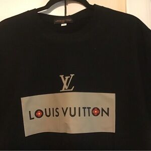 Louis Vuitton Black Tee with Logo.  New price is firm